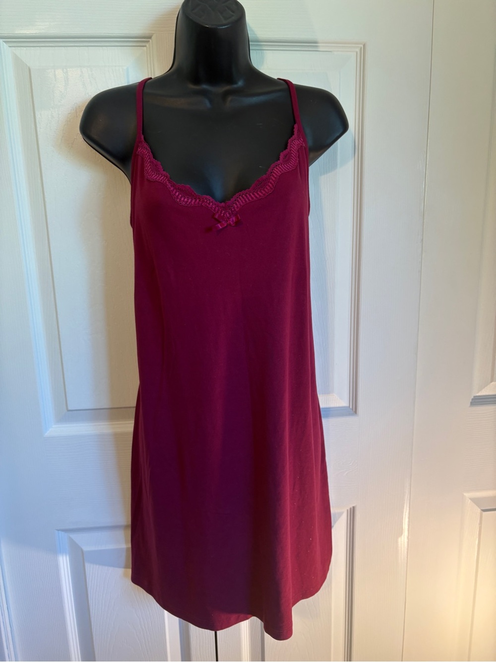 George Wine Red Lace-Trim Chemise Slip